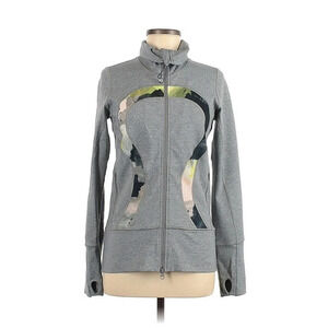Lululemon Scuba Hoodie Full Zip Jacket Gray Camo Logo Women’s Size 6 Long Sleeve